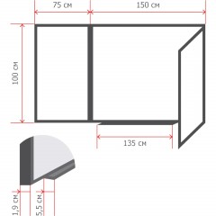 Доска магнитно-меловая Attache Loft комбин. 3-эл.100x300 (2-ств)черный(бел) - фото 2