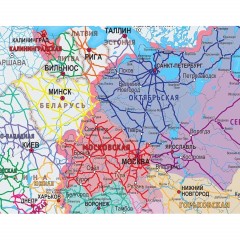 Карта настенная Железных дорог России и сопред.госуд.1:3,64млн.,2,34х1,56м - фото 4