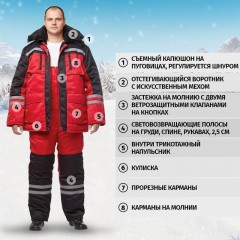 Костюм зимний муж з03-КПК крас/чер (р.44-46) 170-176 Костюм зимний муж з03-КПК крас/чер (р.44-46) 170-176 - фото 7