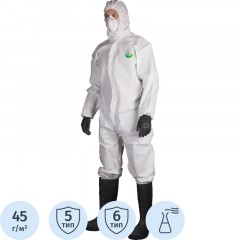 Комбинезон одноразовый защитный с капюшон SafeGard76 белый р-р XXL (ES428) Комбинезон одноразовый защитный с капюшон SafeGard76 белый р-р XXL (ES428) - фото 2