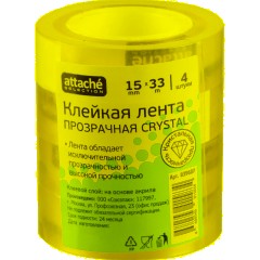 Клейкая лента канцелярская Attache Selection 15х33 кристальная 4 шт./уп. - фото 3