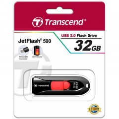 Флеш-память Transcend JetFlash 590, 32Gb, USB 2.0, ч/крас, TS32GJF590K - фото 3