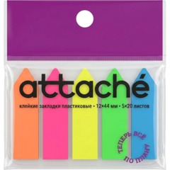 Клейкие закладки пласт. 5цв.по 20л. 12ммх44 Attache стрелки - фото 4