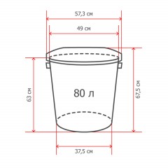 Бак для отходов 80л пластик, зеленый для пищ./непищ. прод .(до -30) - фото 3