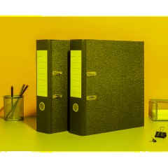 Папка-регистратор без мет.уг. 75мм,мрам ч/б,10шт,бум/бум,крам.к - фото 12