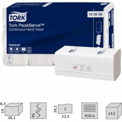 Полотенца бумажные 410 шт., TORK (Система H5) PeakServe, UNIVERSAL, КОМПЛЕКТ 12 пачек, 22,5x20 см, W-сложение, 100585 Полотенца бумажные 410 шт., TORK (Система H5) PeakServe, UNIVERSAL, КОМПЛЕКТ 12 пачек, 22,5x20 см, W-сложение, 100585 - фото 2