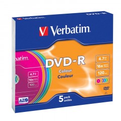Носители информации DVD-R, 16x, Verbatim Azo Colour, Slim/5, 43557 Носители информации DVD-R, 16x, Verbatim Azo Colour, Slim/5, 43557 - фото 2
