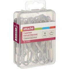 Скрепки Attache никелированные, 78 мм, гофрированные,европодвес, 30 шт/уп Скрепки Attache никелированные, 78 мм, гофрированные,европодвес, 30 шт/уп - фото 2