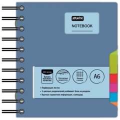 Бизнес-блокнот А6 200л кл,греб Attache Selection Office book синий металлик