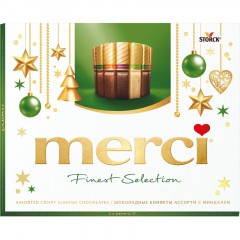 Конфеты MERCI ассорти из шоколада с миндалем, 250 г, ГЕРМАНИЯ, 014457-20