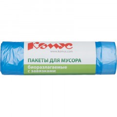 Мешки для мусора ПНД 120л 14мкм 10шт/рул син 70х80см Комус/Luscan Bio с зав