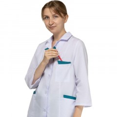 Костюм для медицинского персонала м01-КБР жен. цв.бел/бир (р.44-46) 158-164 Костюм для медицинского персонала м01-КБР жен. цв.бел/бир (р.44-46) 158-164 - фото 6