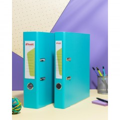Папка-регистратор Комус Экономи 75мм бирюзовый тиффани,ПБП1,карм.кор,мет.уг - фото 12