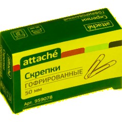 Скрепки Attache омедненные, 50 мм, гофрированные, золотистые, 30 шт/уп - фото 2