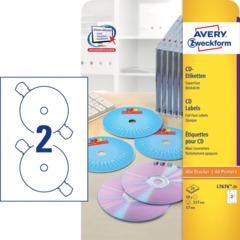 Этикетки самоклеящиеся для CD/DVD, д/17, 50 шт, Avery Zweckform, L7676-25 - фото 2
