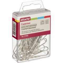 Скрепки Attache никелированные, 50 мм, гофрированные,европодвес, 30 шт/уп Скрепки Attache никелированные, 50 мм, гофрированные,европодвес, 30 шт/уп - фото 2
