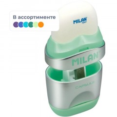 Ластик-точилка Milan CAPSULE SILVER+2 зап.ластика, цв в асс, блистBYM10356 Ластик-точилка Milan CAPSULE SILVER+2 зап.ластика, цв в асс, блистBYM10356 - фото 2