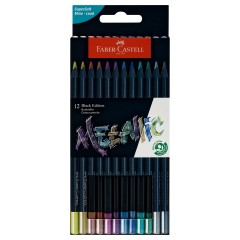 Карандаши цветные Faber-Castell "Black Edition", 12цв., металлик, трехгран., черное дерево, заточен., картон. Карандаши цветные Faber-Castell "Black Edition", 12цв., металлик, трехгран., черное дерево, заточен., картон. - фото 2
