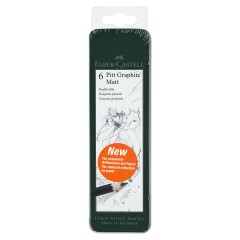 Набор карандашей ч/г матовых Faber-Castell "Pitt Graphite Matt" 2B, 4B, 6B, 8B, 10B, 12B, заточ., метал.кор - фото 7