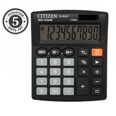 Калькулятор настольный Citizen SDC-810NR, 10 разрядов, двойное питание, 102*124*25мм, черный - фото 2