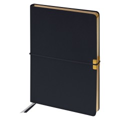 Ежедневник недатированный, А5, 136л., кожзам, Berlingo "Casual Gold", с резинкой, черный, золотой срез