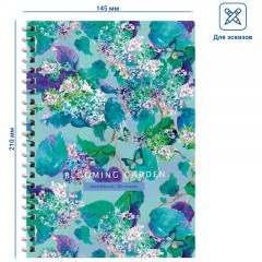 Скетчбук 80л., А5 BG "Цветение", на гребне, матовая ламинация, выб. лак, 120г/м2 - фото 4