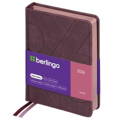 Ежедневник датированный 2026г., А6, 184л., кожзам, Berlingo "Velvet", цветной срез, бордовый