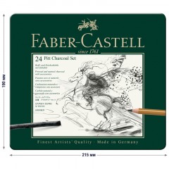 Набор угля и угольных карандашей Faber-Castell "Pitt Charcoal" 24 предмета, метал. кор. Набор угля и угольных карандашей Faber-Castell "Pitt Charcoal" 24 предмета, метал. кор. - фото 4