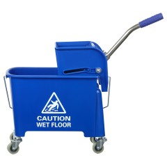 Тележка уборочная-ведро OfficeClean Professional, 2 секции, 20л, прямоугол., механич. отжим, синяя - фото 2