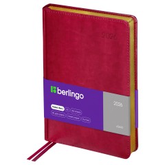 Ежедневник датированный 2026г., А5, 184л., кожзам, Berlingo "xGold", зол. срез, фуксия