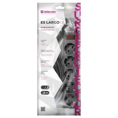 Сетевой фильтр Defender ES largo 5 розеток 1.8м. черный - фото 5