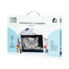 Картина по номерам на холсте ТРИ СОВЫ "Серый кот", 30*40, с акриловыми красками и кистями Картина по номерам на холсте ТРИ СОВЫ "Серый кот", 30*40, с акриловыми красками и кистями - фото 2