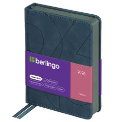 Ежедневник датированный 2026г., А6, 184л., кожзам, Berlingo "Velvet", цветной срез, зеленый