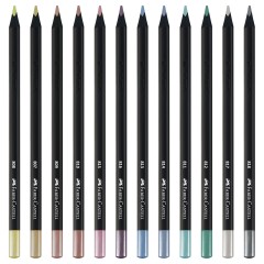 Карандаши цветные Faber-Castell "Black Edition", 12цв., металлик, трехгран., черное дерево, заточен., картон. Карандаши цветные Faber-Castell "Black Edition", 12цв., металлик, трехгран., черное дерево, заточен., картон. - фото 3