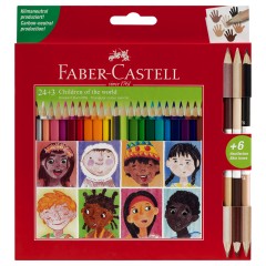 Карандаши цветные Faber-Castell , 24цв.,"Дети мира" заточ.+3цв., картон, европодвес. Карандаши цветные Faber-Castell , 24цв.,"Дети мира" заточ.+3цв., картон, европодвес. - фото 2