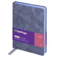 Ежедневник датированный 2026г., А5, 184л., кожзам, Berlingo "Velvet", цветной срез, серый