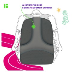 Рюкзак Berlingo U3 "Grey-pink" 41*29,5*13,5см, 2 отделения, 4 кармана, эргономичная спинка Рюкзак Berlingo U3 "Grey-pink" 41*29,5*13,5см, 2 отделения, 4 кармана, эргономичная спинка - фото 8