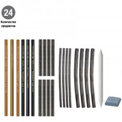Набор угля и угольных карандашей Faber-Castell "Pitt Charcoal" 24 предмета, метал. кор. Набор угля и угольных карандашей Faber-Castell "Pitt Charcoal" 24 предмета, метал. кор. - фото 2