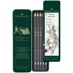 Набор карандашей ч/г акварельных Faber-Castell "Graphite Aquarelle", 5шт., HB-8B, заточ., метал. короб Набор карандашей ч/г акварельных Faber-Castell "Graphite Aquarelle", 5шт., HB-8B, заточ., метал. короб - фото 4