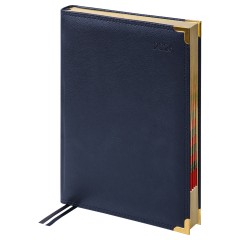 Ежедневник датированный 2026г., А4-(В5), 184л., Delucci, Фактурная кожа, зол. срез, черный