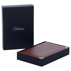 Ежедневник датированный 2026г., А6, 184л., Delucci, Фактурная кожа, зол. срез, коричневый - фото 2