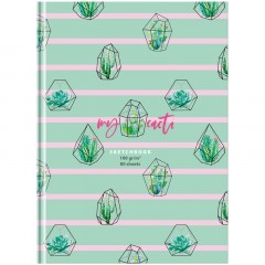 Скетчбук 80л., А5 BG "My cacti", 7БЦ, матовая ламинация, 100г/м2