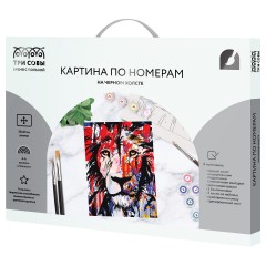 Картина по номерам на черном холсте ТРИ СОВЫ "Лев", 30*40, c акриловыми красками и кистями Картина по номерам на черном холсте ТРИ СОВЫ "Лев", 30*40, c акриловыми красками и кистями - фото 2