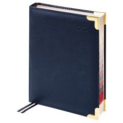 Ежедневник датированный 2026г., А6, 184л., Delucci, Фактурная кожа, зол. срез, черный