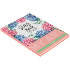 Скетчбук 80л., А5 BG "Цветущая гортензия", 7БЦ, матовая ламинация, розовый блок, 80г/м2 - фото 5