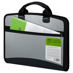 Папка-портфель 4 отделения СТАММ А4, 380*280*50мм, 700мкм, серый металлик - фото 2