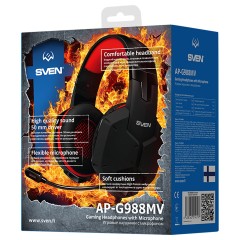 Наушники с микрофоном Sven AP-G988MV (с регулятором громкости), 2,2м, красный, черный - фото 6