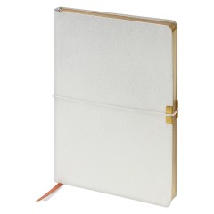 Ежедневник недатированный, А5, 136л., кожзам, Berlingo "Casual Gold", с резинкой, белый, золотой срез