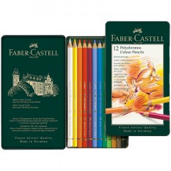 Карандаши цветные художественные Faber-Castell "Polychromos", 12цв., заточен., метал. коробка Карандаши цветные художественные Faber-Castell "Polychromos", 12цв., заточен., метал. коробка - фото 4
