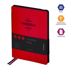 Ежедневник недатированный, А5, 136л., кожзам, Berlingo "Color Zone", черн. срез, с резинкой, красный Ежедневник недатированный, А5, 136л., кожзам, Berlingo "Color Zone", черн. срез, с резинкой, красный - фото 2